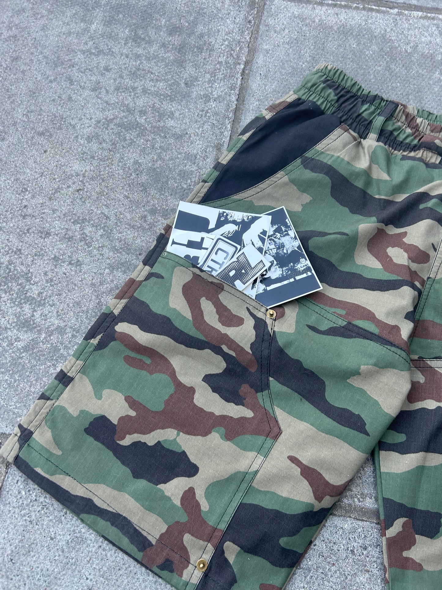 BLACK AND CAMO COMBAT SHORTS